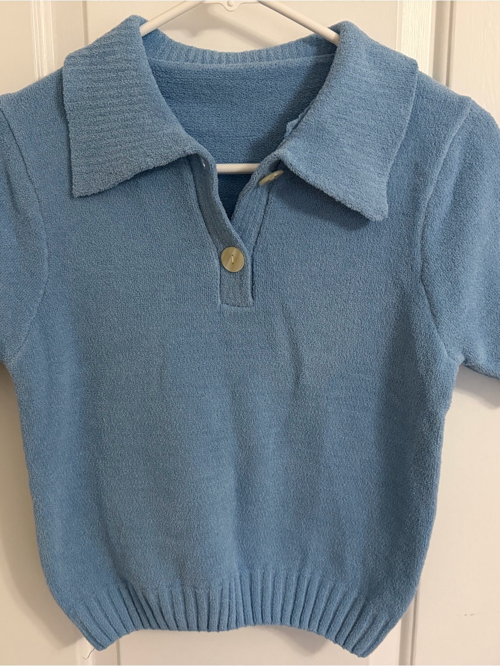 Cider Light Blue Polo Knit Top
